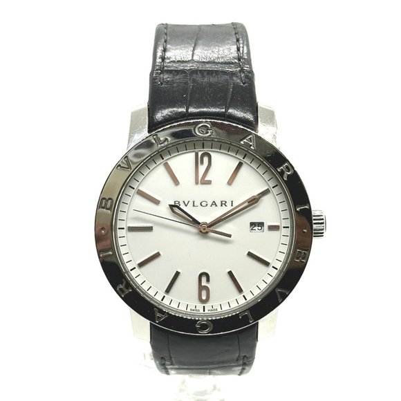 BVLGARI Bvlgari BB41WSLD Automatic Date Watch with Stainless Steel/Leather St...